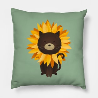 Sunny sunflower cat Pillow