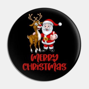 Christmas Approaching Santa Claus, Deer Pin