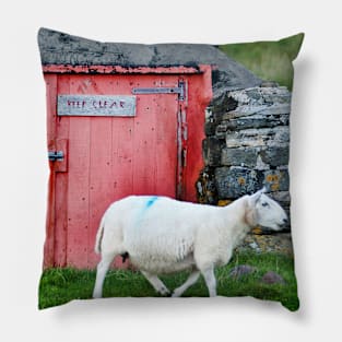 Keep clear - boat shed at Staffin, Isle of Skye, Scotland Pillow