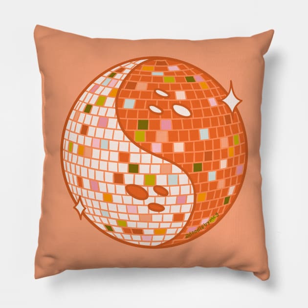 Spooky Yin Yang Disco Ball Pillow by Doodle by Meg