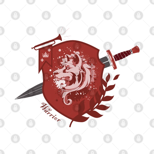 Warrior crest with sword - red by Ravendax