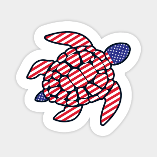 Sea Turtle American Flag Plastic Free Save The Sea USA Turtles America Magnet