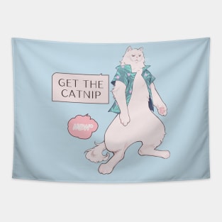 Notorious Catnip Pusher Cartoon Cute Cat Meme Tapestry