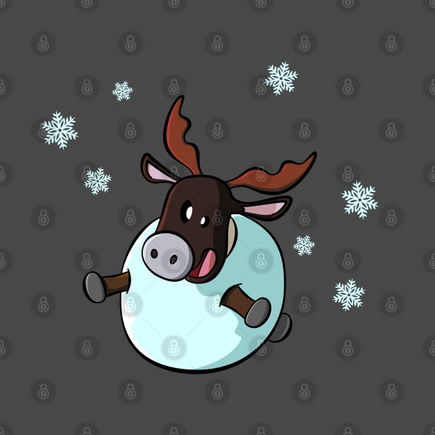 Snowball reindeer with snowflakes by AtelierRillian
