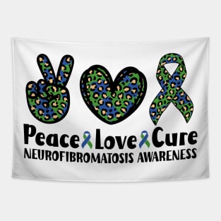 Peace Love Cure Neurofibromatosis Awareness Tapestry