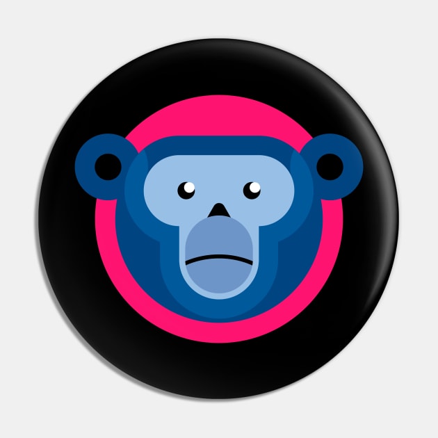 Blue Monkey on fuchsia Pin by attadesign