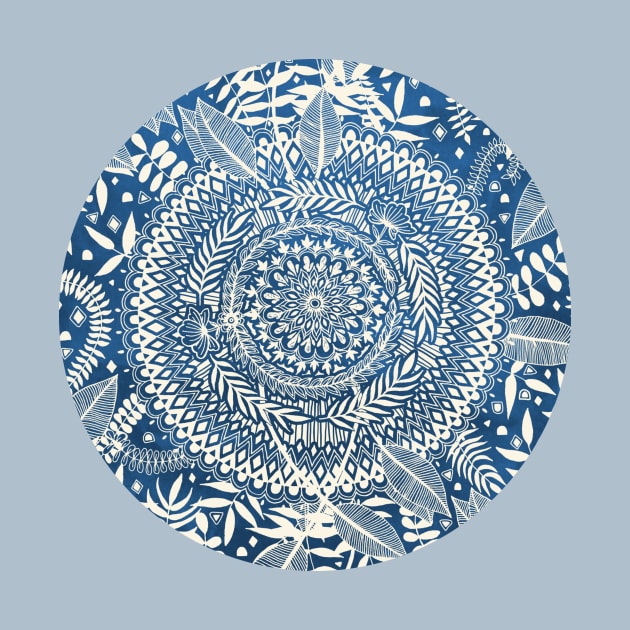 Diamond and Doodle Mandala On Blue by micklyn