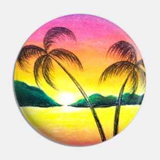 Shaded Sunrise Beach Scenery Soft Pastels Pin