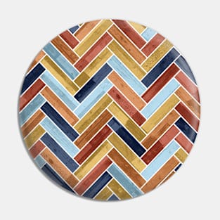 Herringbone Pattern Blue Yellow Orange Red Pin