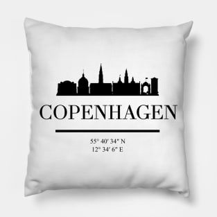 COPENHAGEN DENMARK BLACK SILHOUETTE SKYLINE ART Pillow