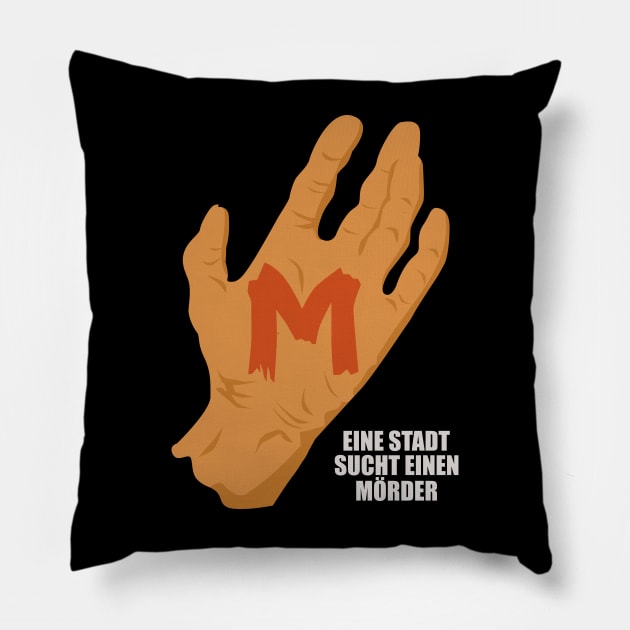 The Mark of M: Tribute to Fritz Lang's Masterpiece - Iconic Hand Design Pillow by Boogosh