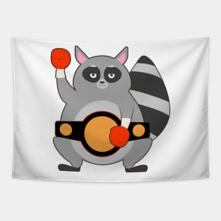 Raccoon as Boxing champ with Belt Tapestry