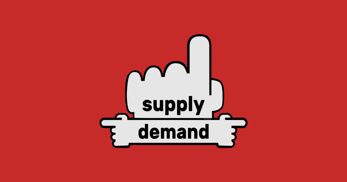 Hands Pointing Text Art Supply and Demand Im With Stupid T