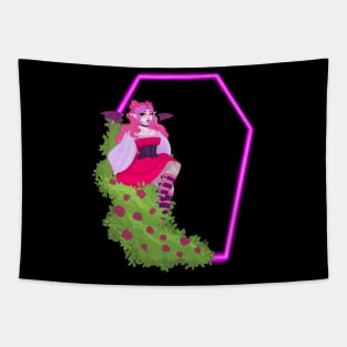 pink neon vampire girl Tapestry