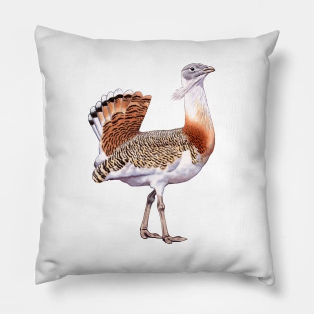 Great Bustard Pillow by kokayart