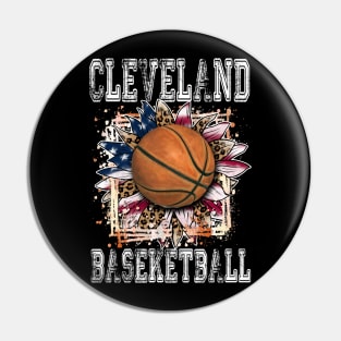 American Flag Personalized Cleveland Proud Name Basketball Pin