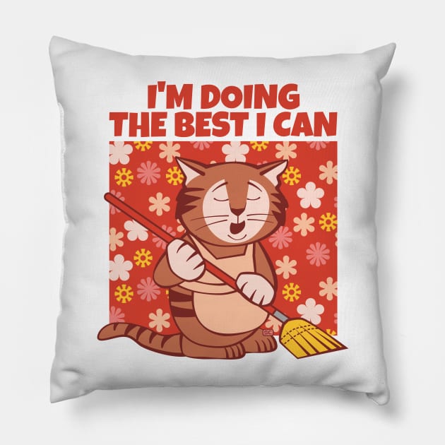 Doing the Best I Can Cat Pillow by Sue Cervenka