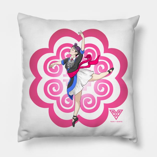 Hmong Girl Dancer PINK Pillow by VANH