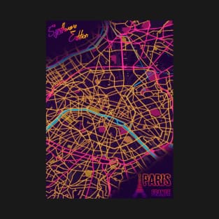 Paris Synthwave Map T-Shirt