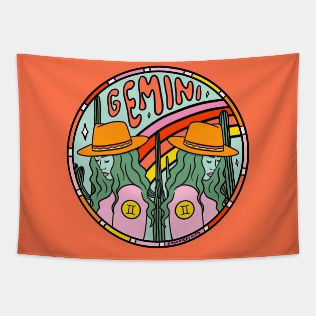 Gemini Cowgirl Tapestry by Doodle by Meg