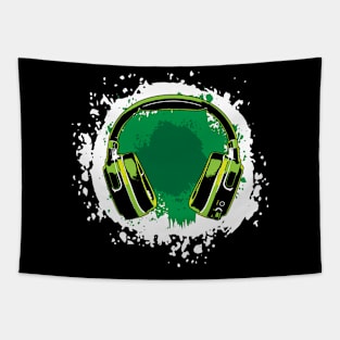 Headphones Art, Green Tapestry