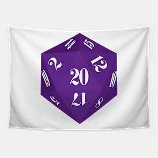 Purple 20-Sided Dice Design Tapestry