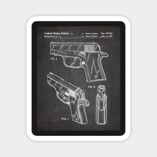 Sig Sauer Pistol Patent - Firearm Enthusiast Gun Lover Art - Black Chalkboard Magnet