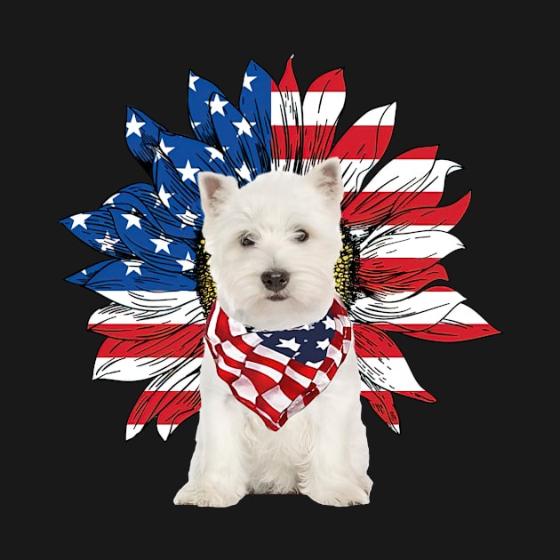 White Terrier American Flag Sunflower by sueannharley12