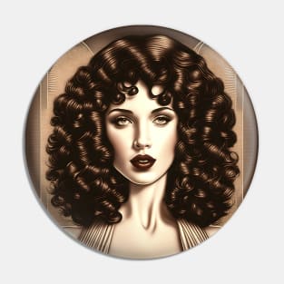 [AI Art] Classic brunette, Art Deco Style Pin