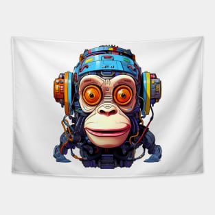 Cartoon monkey robot. T-Shirt, Sticker. Tapestry