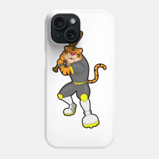 Tiger as Baseball player with Baseball bat Phone Case