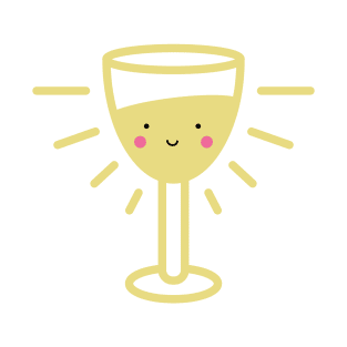 Kawaii White Wine Glass T-Shirt