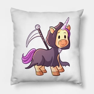 Cute Halloween Unicorn in Grim Reaper Costume Pillow