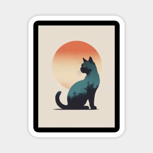 Black Cat 5 - Japanese Retro Art Magnet