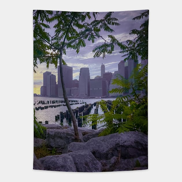 Manhattan Skyline Brooklyn NYC Tapestry by eleonoraingrid