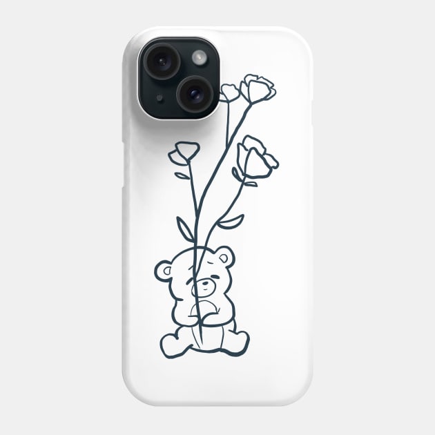 Cute teddy bear holding flowers Phone Case by Mayarart