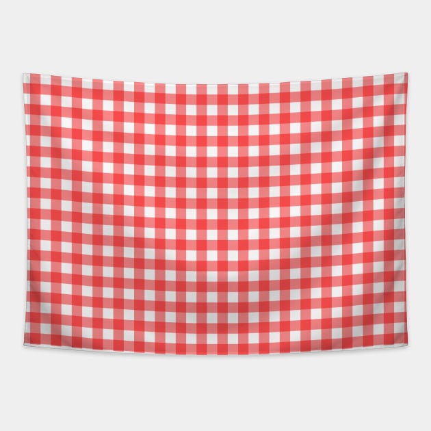 Red Plaid Checkers Tapestry by mareescatharsis