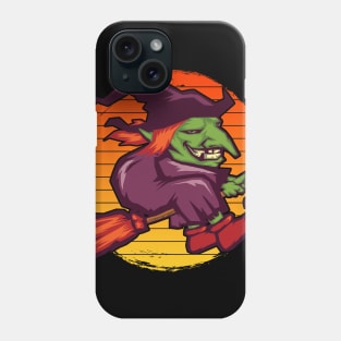 Vintage Funny Flying Witch Halloween Phone Case