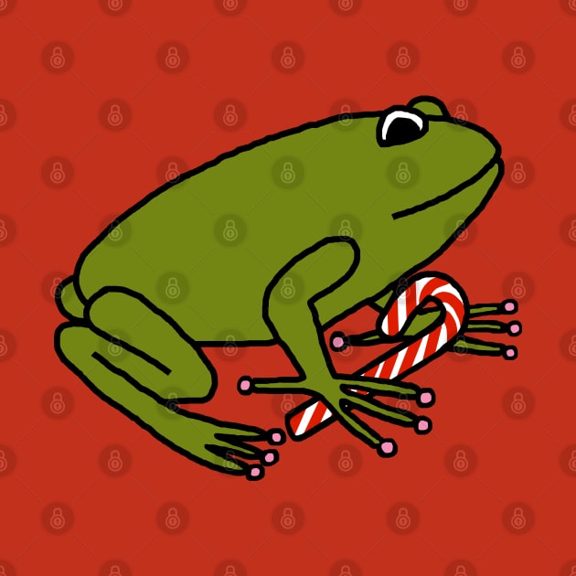 Christmas Frog with Candy Cane by ellenhenryart