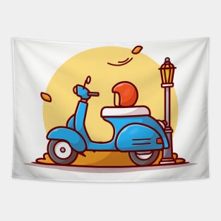 Scooter With Helmet Cartoon Vector Icon Illustration Tapestry