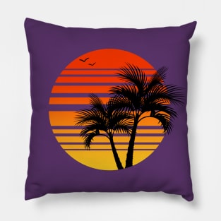 Synthwave - Vaporwave - California - Florida - 80s - Orange & Yellow Pillow