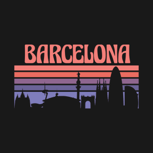Barcelona City Skyline Sunset T-Shirt