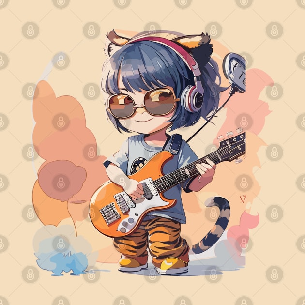 A little girl plays the guitar by CatCoconut-Art