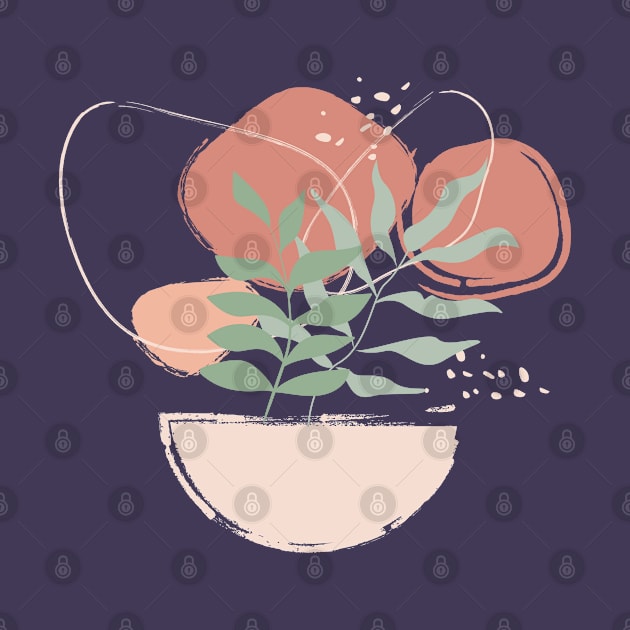 Abstract shapes dots lines and plants digital design illustration by My Black Dreams