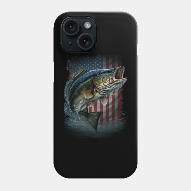 Fishing Camouflage US American Flag Bass Fish Fisherman Camo Phone Case by Kertz TheLegend