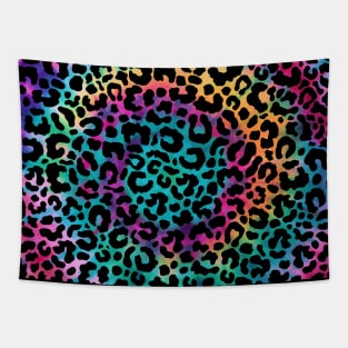 Cute Rainbow Tie Dye Boho Leopard Print Tapestry