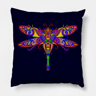 Rainbow Dragonfly Art Pillow