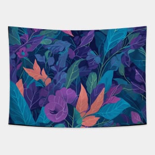Summer Floral Bohemian Botanical Pattern And Colorful Leaves Tapestry