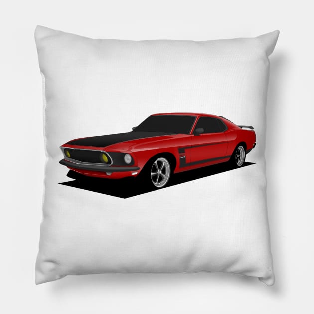 Red Ford Mustang Pillow by turboosted