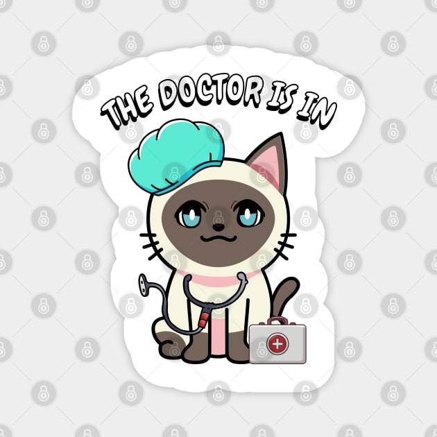 Cute white cat is a doctor Magnet by Pet Station